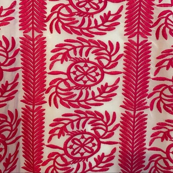 Lulu’s White Pink Embroidered Shirt Sleeve Shift Dress Size‎ Small NWT - Picture 8 of 9